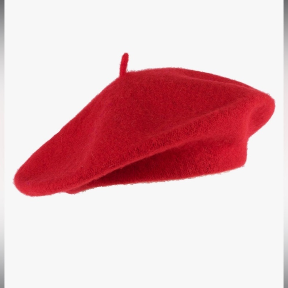 Vintage Red Beret, Beret Basque by De Luxe, Rare, 100% Wool, Made in Czech Rep